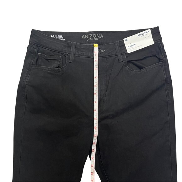 NWT Arizona Women's Size 16 Black High Rise Stretch Jeggings Denim Skinny Fit - Picture 10 of 16